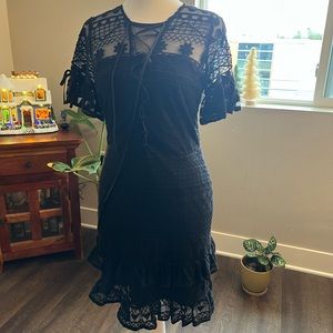 Black mini lace dress